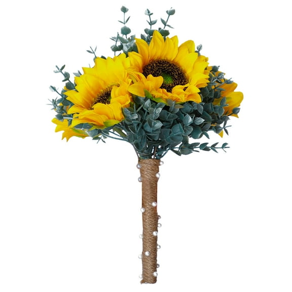 Faux Floral Wedding Decor Sunflower Artificial Bouquet Bridesmaid