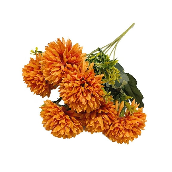 Artificial Mums Verdsylv Artificial Fall Mums Flower Bouquet - 6-Head Ball Chrysanthemum Arrangement, Autumn Wedding & Halloween Table Centerpiece, Kitchen & Home Decoration, No Maintenance
