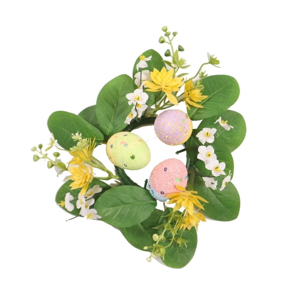 Faux Flower Desktop Decoration With Candlestick And Wreath Arrangement Floral Centerpiece For Table Setting And Home Ambiance