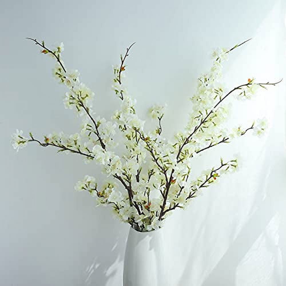 Faux Flower Stems Artificial Cherry Blossom Tree, Silk Tall Fake Flower