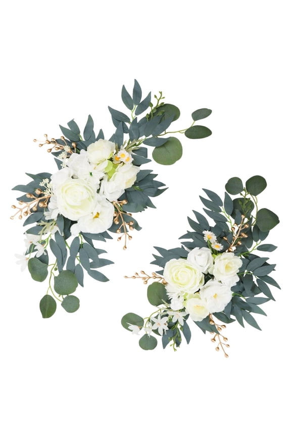 Faux Flower Swag Set of 2 Wedding Welcome Signs Floral Swag Artificial Flowers for Windows Ceremony Wedding Backdrop Decoration