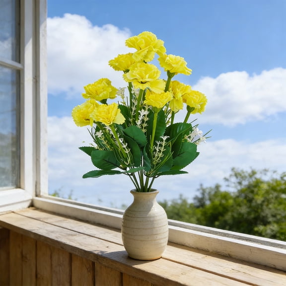 Faux Flowers, Artificial Carnations, 7-Head Fabric Floral Stems for Home Wedding Decor Centerpiece Arrangements, 1-Piece