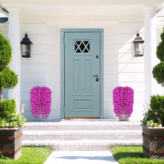 Faux Flowers Artificial Flowers for Outdoors, Long Trailing Silk Vines Hanging Baskets, UV Resistant Realistic Plants for Front Door Porch Patio Garden Decor