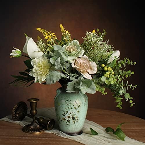 Faux Flowers in Ceramic Vase, Artificial Flower Arrangement Decoration for Home Kitchen Living Dining Room Coffee Table Centerpieces Deco$$Home Decor, Kitchen, & Other