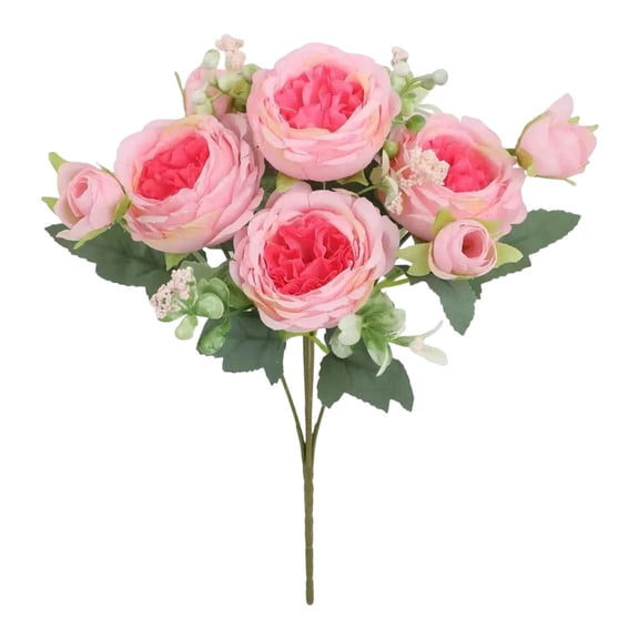 Faux Flowers, Pink, 5 Heads Artificial Roses Bouquet Rose Bunch Rose for Centerpiece Table Wedding Home Decor