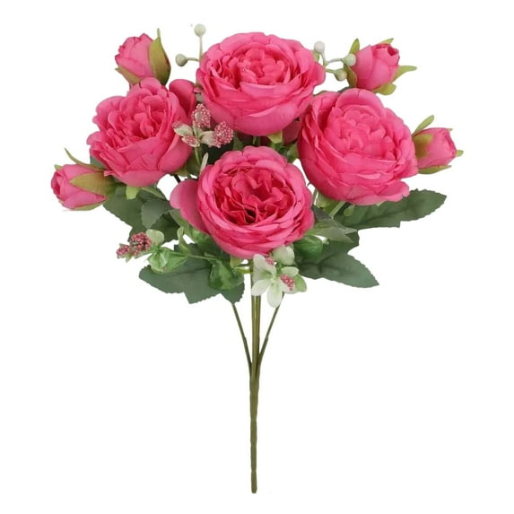 Faux Flowers, Rose Red, 5 Heads Artificial Roses Bouquet Rose Bunch Rose for Centerpiece Table Wedding Home Decor