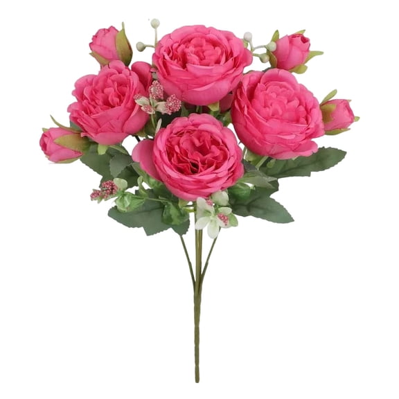 Faux Flowers, Rose Red, 5 Heads Artificial Roses Bouquet Rose Bunch Rose for Centerpiece Table Wedding Home Decor