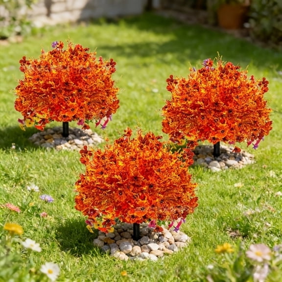 Faux Flowers for Outdoor Planters Persian Buttercup, Artificial Plants Outdoor Lifelike Faux Floral, Fake Outdoor Plant with Ground Stake Tall Height