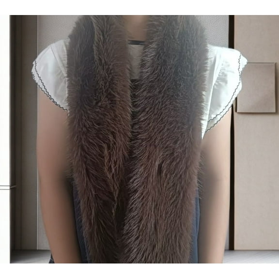 Faux Fox Fur Scarf Thickened Long Neck Warmer Fashion Shawl Autumn Winter Versatile Warm Catwalk Fur Collar