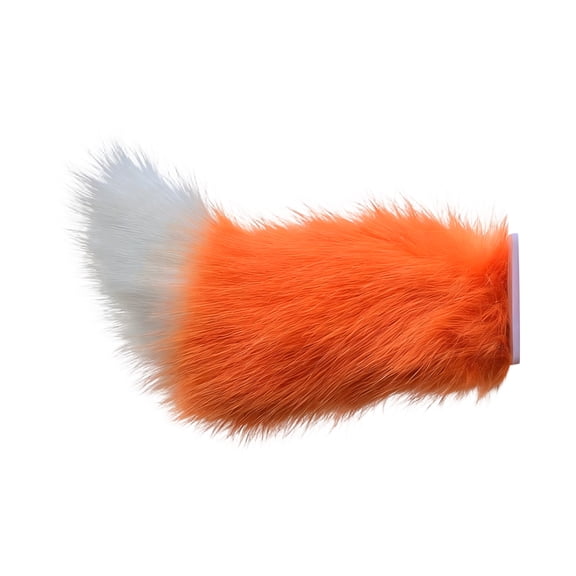 Faux Fox Fur Tail Ornament for Electric Scooters, Remote Control LED Plush Tail Decoration for Bikes, Orange and White Tip Vehicle Accessory, 1PC A144