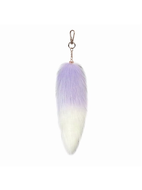 Faux Fox Tail Keychain Soft Plush Hanging Ornament Accessory Gift for Bags and Keys Fluffy Decoration 20cm Length