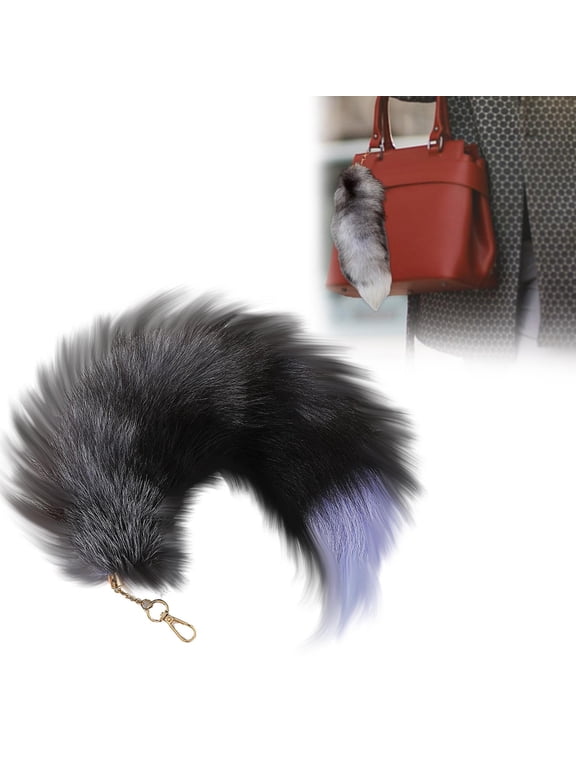 Faux Fox Tail Keychain With Ornament Pendant, Furry Tassel Cosplay Accessory For Women & Kids, Costume Prop For Bag Charm & Keyring