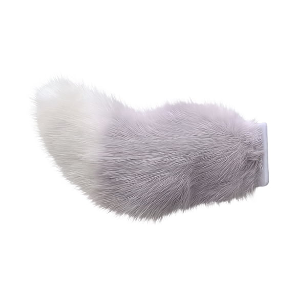Faux Fox, Vehicle Rear Trim, 12 in Long, Light Gray White Gradient, Pink Decorations, Scooter Exterior Accent, Accessory, 1 Pc
