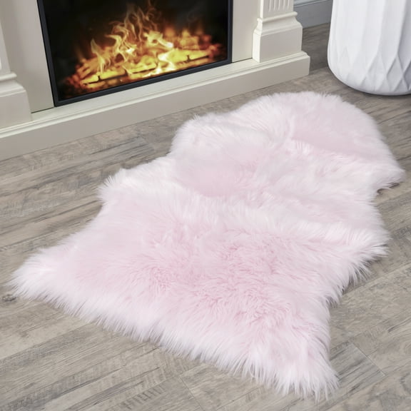 Faux Fur Area Rug Luxuriously Soft and Eco Friendly 2' X 3' Pink