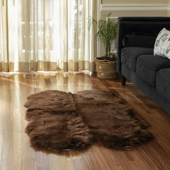 Faux Fur Area Rug Luxuriously Soft and Eco Friendly 3' X 5' Brown