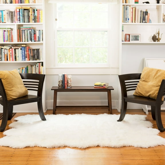 Faux Fur Area Rug Luxuriously Soft and Eco Friendly 5' X 7' White