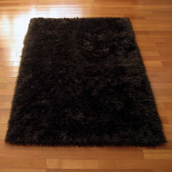 Faux Fur Area Rug Luxuriously Soft and Eco Friendly Rectangle 2' X 4' Brown Made in France