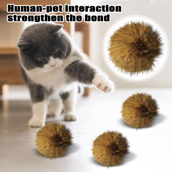 Faux Fur Ball Catnip Toy for Indoor Cats Soft Washable Interactive Toy for Exercise Bonding Natural Hunting Stimulation