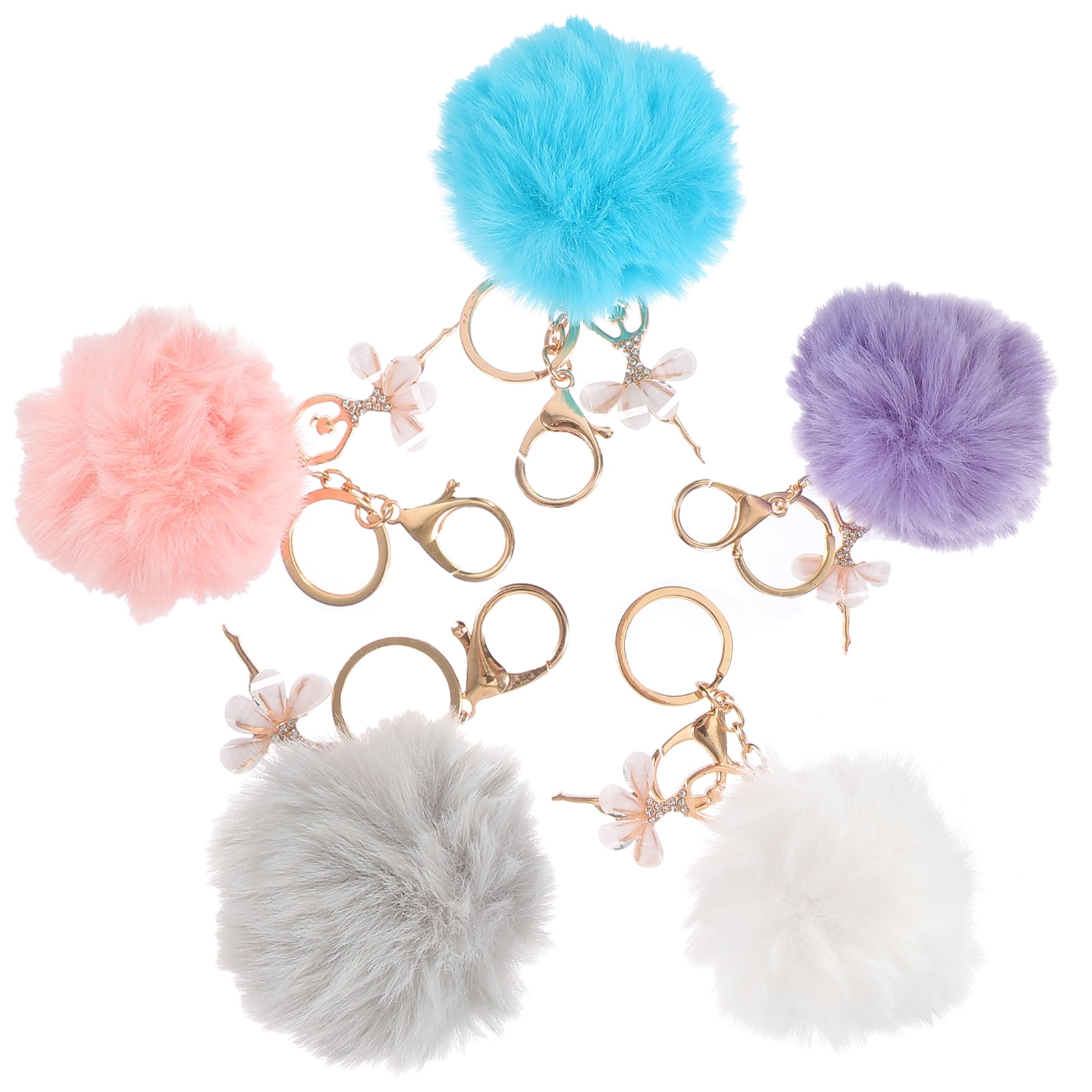 Bag Charm Fluffy Pom Pom Keychain Faux Fur Ball Car Charm