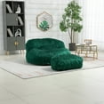 thumbnail image 1 of Faux Fur Bean Bag Chair with Ottoman, Oversized Lazy Sofa Chair, Comfy Upholstered Lounge sofa Chair w/Footrest for Living Room, Bedroom, Office, Emerald, 1 of 9