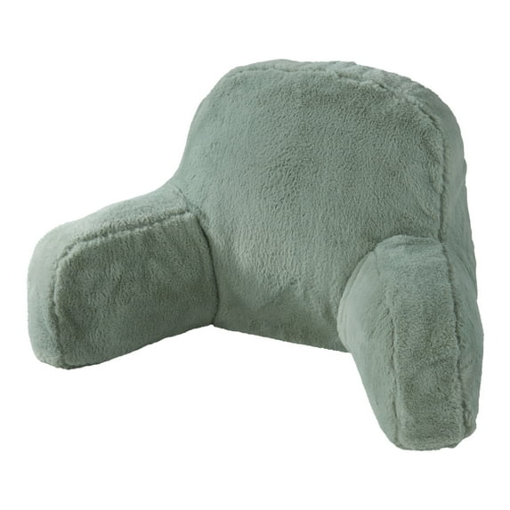Faux Fur Bed Rest Pillow with Removable Cover, Pistachio