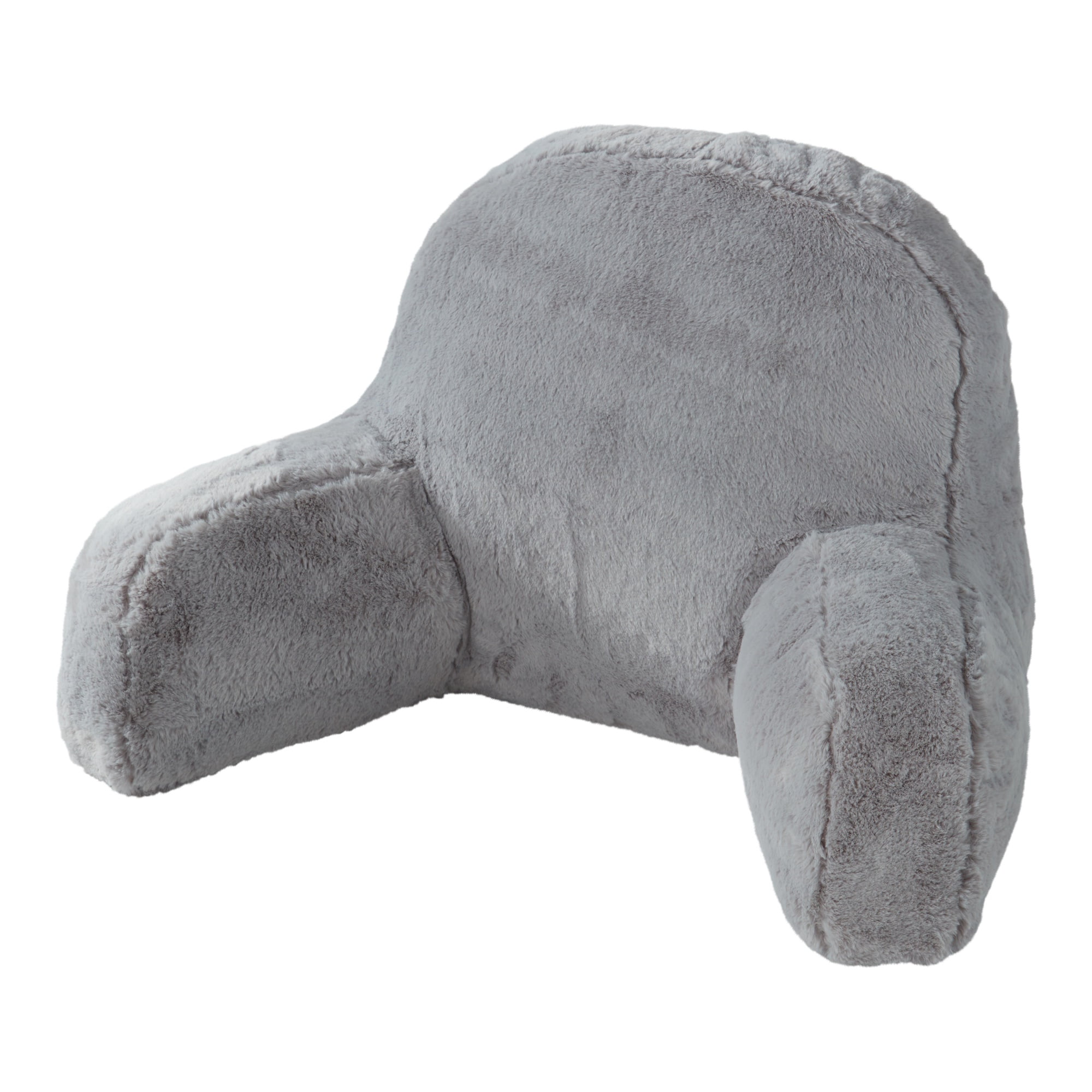 Faux Fur Bed Rest Pillow with Removable Cover, Whisker Gray