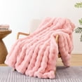 thumbnail image 1 of Faux Fur Blanket Rabbit Fleece - Blush Pink Fluffy Blanket for Sofa, Cozy Soft Plush Throw Blanket for Couch Bed, Luxury Thick Fuzzy Couch Blanket for Winter, Comfy Bubble Blanket - 60" x 80", 1 of 8