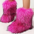 thumbnail image 1 of Faux Fur Boot For Women Furry Fluffy Comfy Plush Warm Outdoor Mid-Calf Boots with Round Toe, 1 of 6