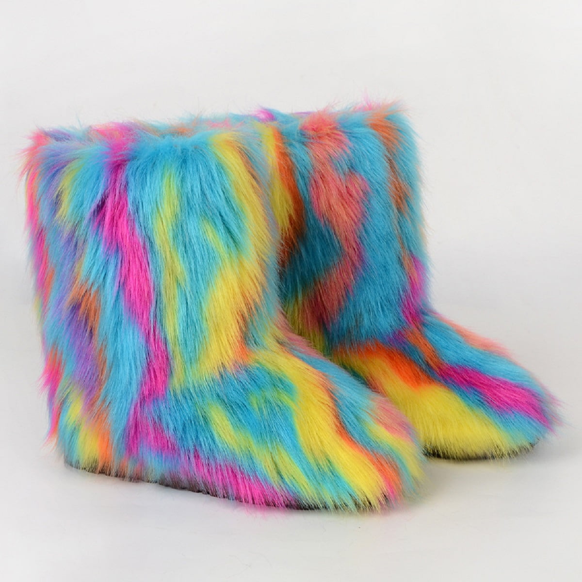 Faux Fur Boots for Women, Fuzzy Flurry Furry Leg Warm Boots, Winter Mid ...