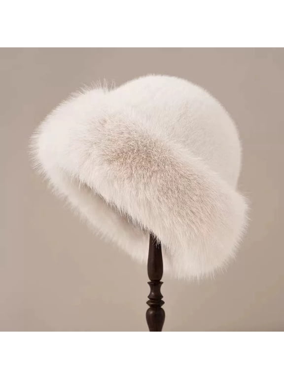 Faux Fur Bucket Hat Fluffy Winter Fisherman Cap Thermal Ear Flap Headwear For Cold Weather Commuting And Outdoor Vacation