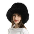 thumbnail image 1 of Faux Fur Bucket Hat for Women, Plush Fuzzy Winter Fisherman Hat with Adjustable Drawstring, Soft Warm Fleece Lined Fashion Hat for Cold Weather, Outdoor Activities and Daily Use - Black, 1 of 9