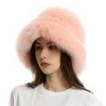 thumbnail image 1 of Faux Fur Bucket Hat for Women, Plush Fuzzy Winter Fisherman Hat with Adjustable Drawstring, Soft Warm Fleece Lined Fashion Hat for Cold Weather, Outdoor Activities and Daily Use - Pink, 1 of 8