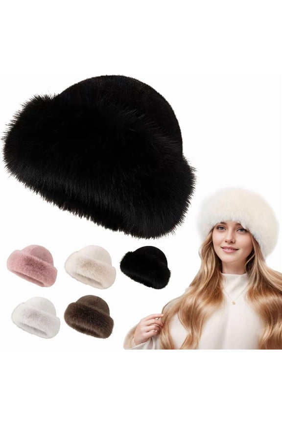 Faux Fur Bucket Hat, Women's Winter Warm Thickened Plush Fluffy Furry Mink Fisherman Cap, Mongolian Hats Russian Beret for Girls and Women