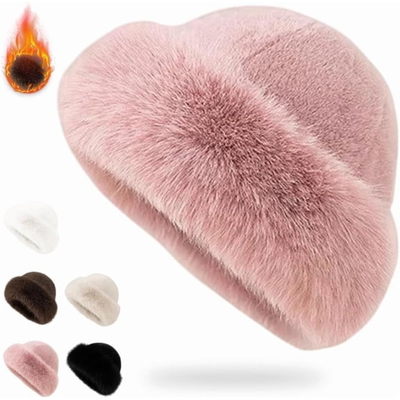 Faux Fur Bucket Hat for Girls Women,Warm Fuzzy Furry Mink Hat,Fashion Fisherman Cap