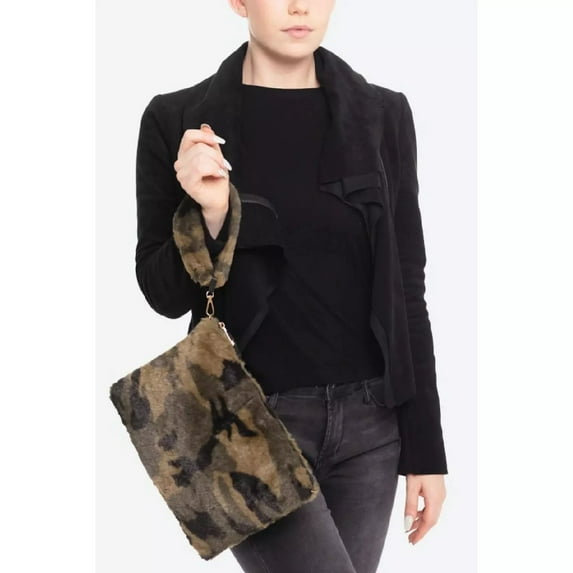 Faux Fur Camo Clutch Bag