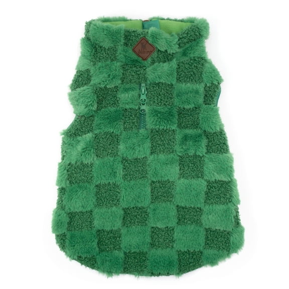 Faux Fur Check 1/2 Zip Pullover Dog Jacket - The Worthy Dog