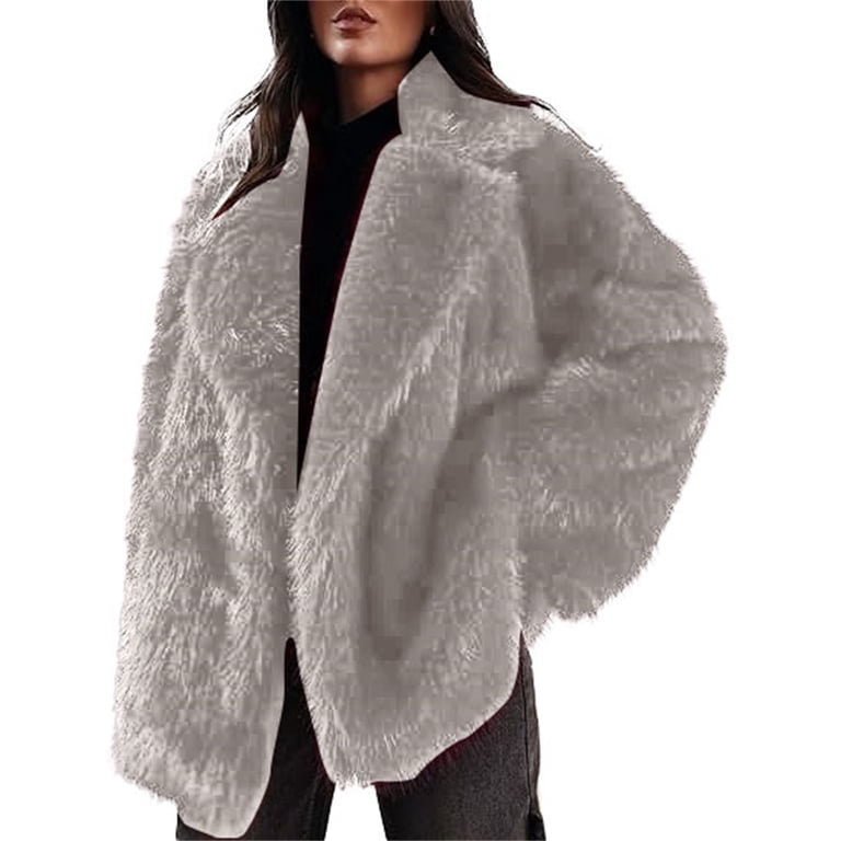 Faux Fur Coat, Yigetop Women's Faux Coat Long Sleeve Lapel Shaggy