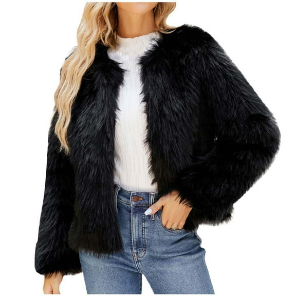 Faux Fur Coats for Women Winter Warm Solid Jecket Long Sleeve Casual Fashion Cardigan