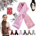 thumbnail image 1 of Faux Fur Collar Scarf For Women With Hidden Zipper Pocket Winter Pocket Scarf For Hands-Free Storage Phone & Valuables ( Pink ), 1 of 4