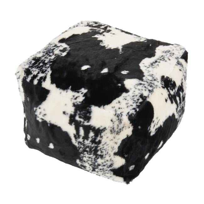 Black and White Faux Fur Cow Hide Pouf