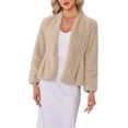 thumbnail image 1 of INSPIRE CHIC Faux Fur Cropped Jacket for Women Casual Long Sleeve Winter Coat Shaggy Warm Outerwear XS Champagne Gold, 1 of 6