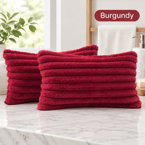 Faux Fur Decorative Throw Pillow Covers 12x20 Inches Set of 2 Burgundy ...