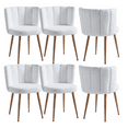 thumbnail image 1 of Faux Fur Dining Chairs, Modern Dining Chair with Wood Color Metal Legs, Upholstered Dining Chairs, Accent Desk Chair Suitable for Dining Room, Living Room(White,Set of 6), 1 of 8