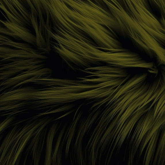 FabricLA Faux Fur Fabric | 36" Round Circular Fluffy Shaggy Faux Fur Fabric | Use Round Faux Fur for Carpet, Kids Play Mats, Bedroom, Christmas Decoration. (Olive)