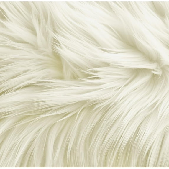 FabricLA 40" Round Shaggy Faux Fur Sewing & Craft Fabric, White