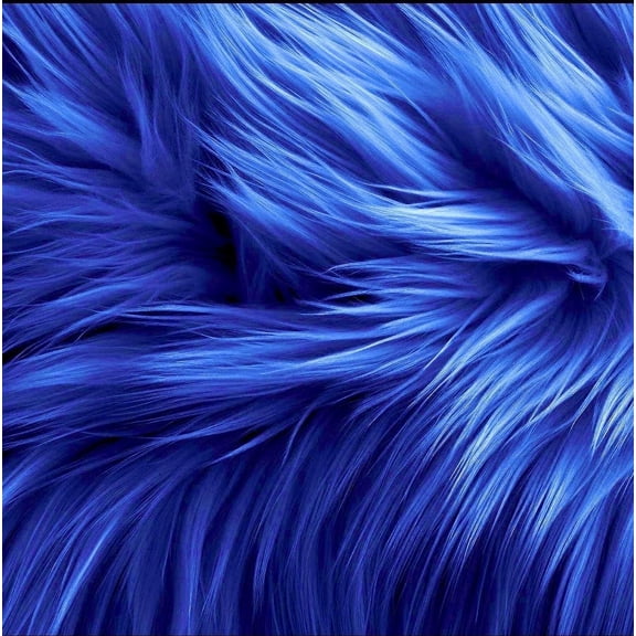 FabricLA Faux Fur Fabric | 60" Round Circular Fluffy Shaggy Faux Fur Fabric | Use Round Faux Fur for Carpet, Kids Play Mats, Bedroom, Christmas Decoration. (Royal Blue)
