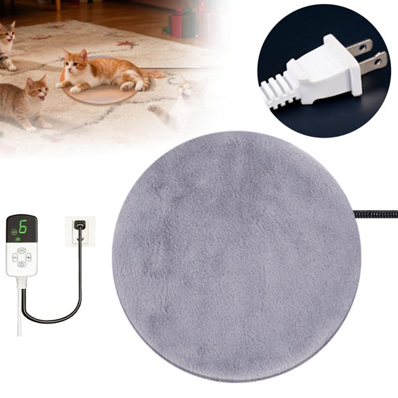 Fabric 9 Gear Pet Heating Pads, Plug Waterproof Mat Warm Pet Beds, Dog Heating Pad, Cat Heating Pad, Winter Small Pet Supplies (Grey, S)