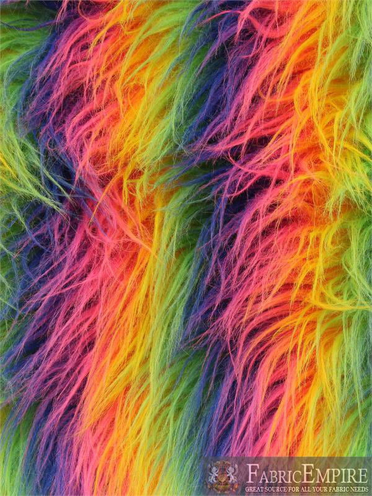 Faux Fur Fabric Long Pile GORILLA Rainbow Stripes / 60" Wide / Sold by the yard