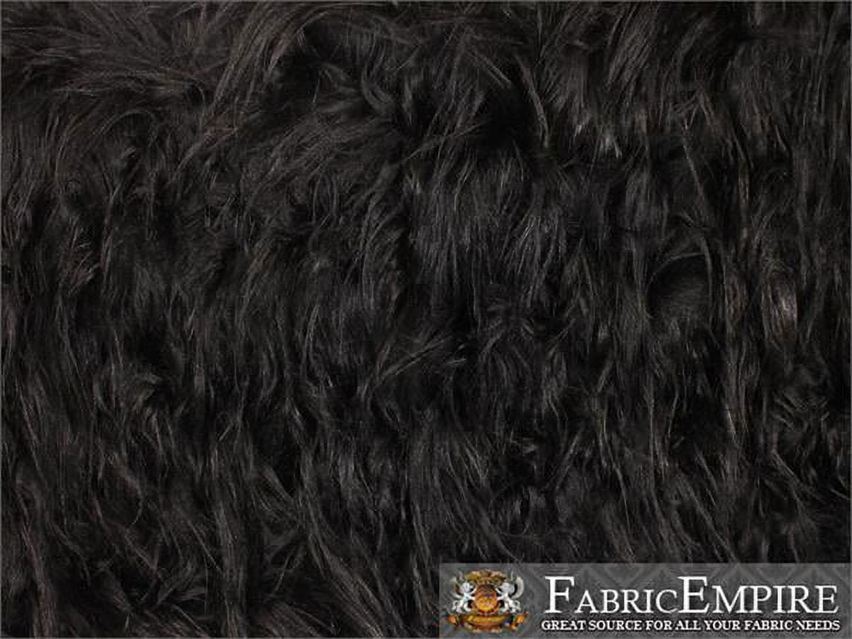 Faux Fur Fabric Long Pile Gorilla BLACK / 60" Wide / Sold by the yard