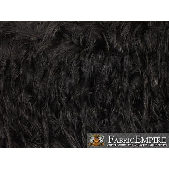 Faux Fur Fabric Long Pile Gorilla BLACK / 60" Wide / Sold by the yard